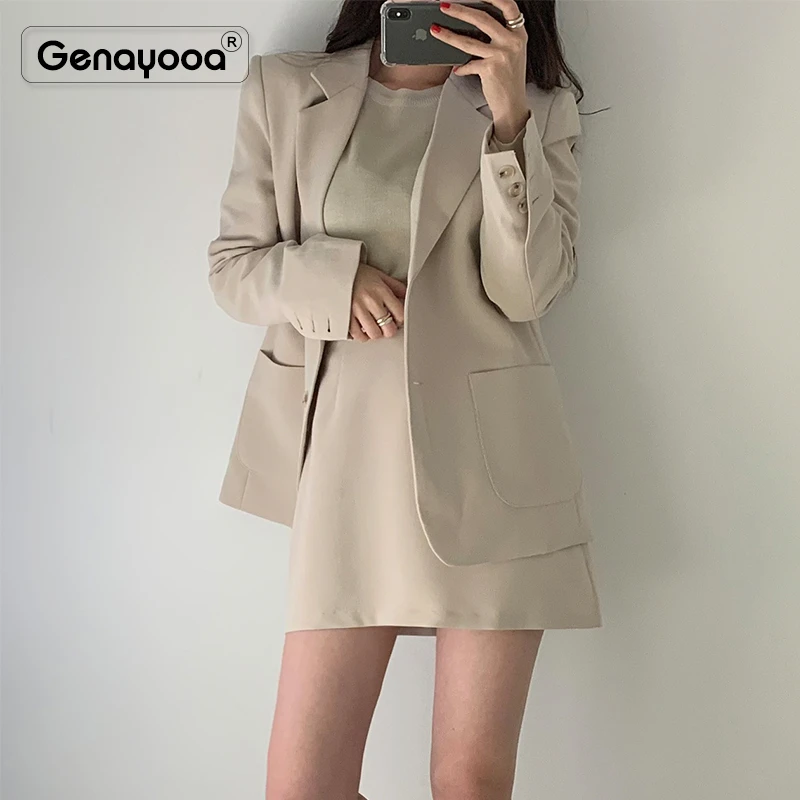 Genayooa офисные женские блейзеры и куртки верхняя одежда женский Блейзер женская элегантная Высококачественная Женская куртка черный
