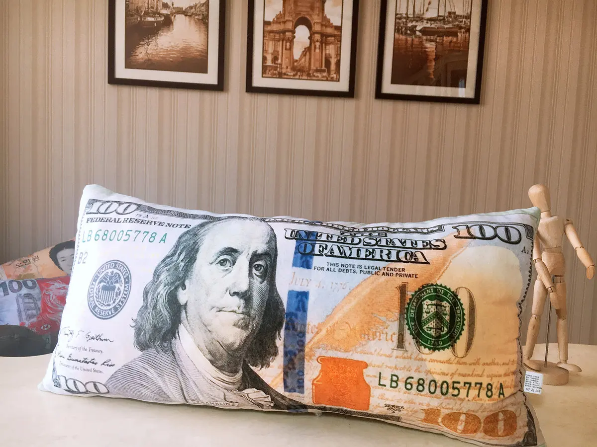 60 см плюшевая подушка мягкая имитация Фунт Доллар USD евро Деньги диван для
