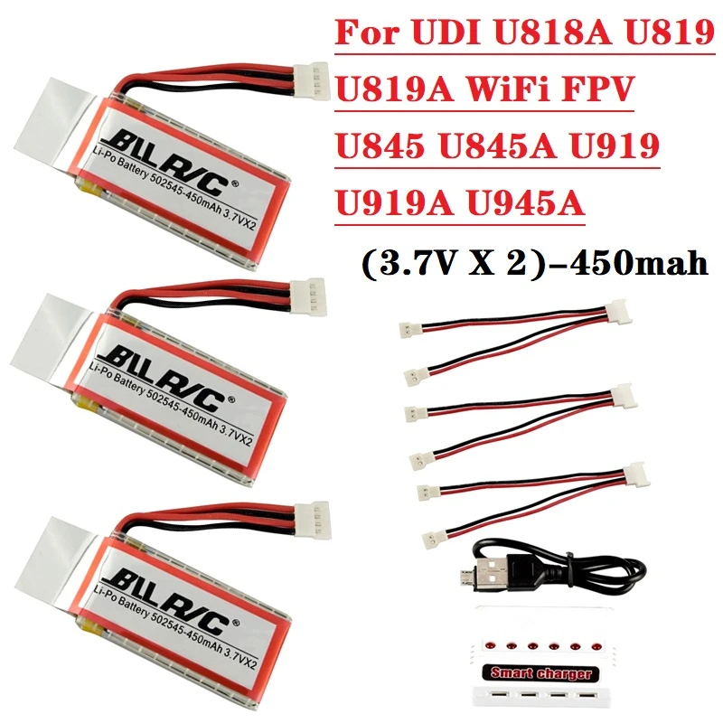 Аккумулятор Lipo 7 4 в 450 мАч и зарядное устройство для U818A U819 U819A WiFi FPV U845 U845A U919 U919A U945A