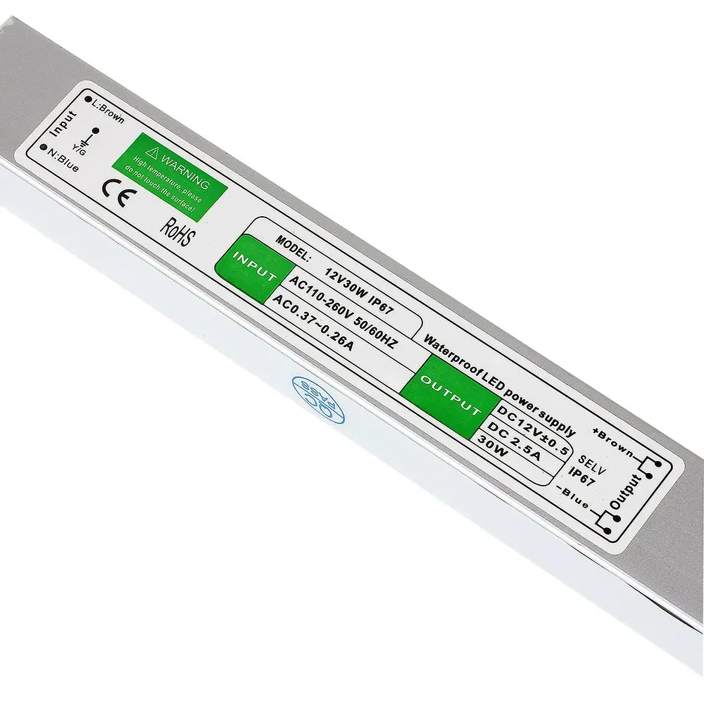 DC 12 V 30W Водонепроницаемый драйвер питания AC 110-260V к DC 12 вольт 2.5A адаптер постоянного напряжения трансформатор для светодиодной ленты