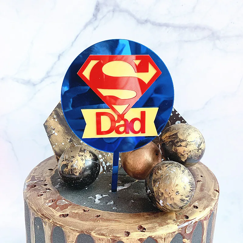 Новый супер папа День отца торт Топпер синий день рождения поставки на украшения