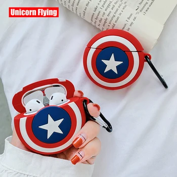 

LinXiang Marvel Cartoon Movie Captain America Shield Bluetooth Earphone Silicone Protective Case For Apple Airpods 1 2