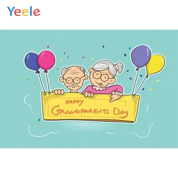 

Custom Vinyl Photography Backdrops Grandparents Day Photographic Backgrounds Balloon Cartoon Baby Family Party For Photo Studio