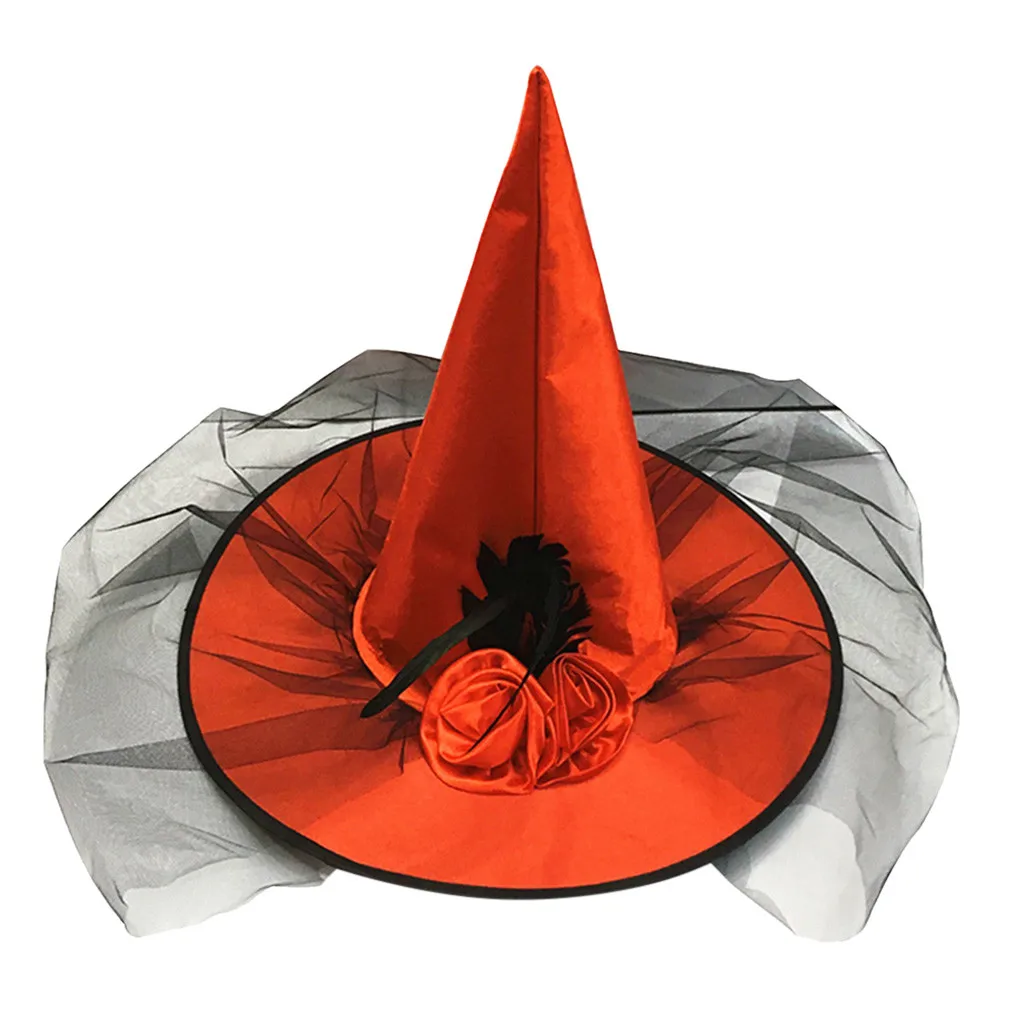 Женская большая шляпа Хэллоуин ведьмы с рюшами Детские аксессуары для танцев