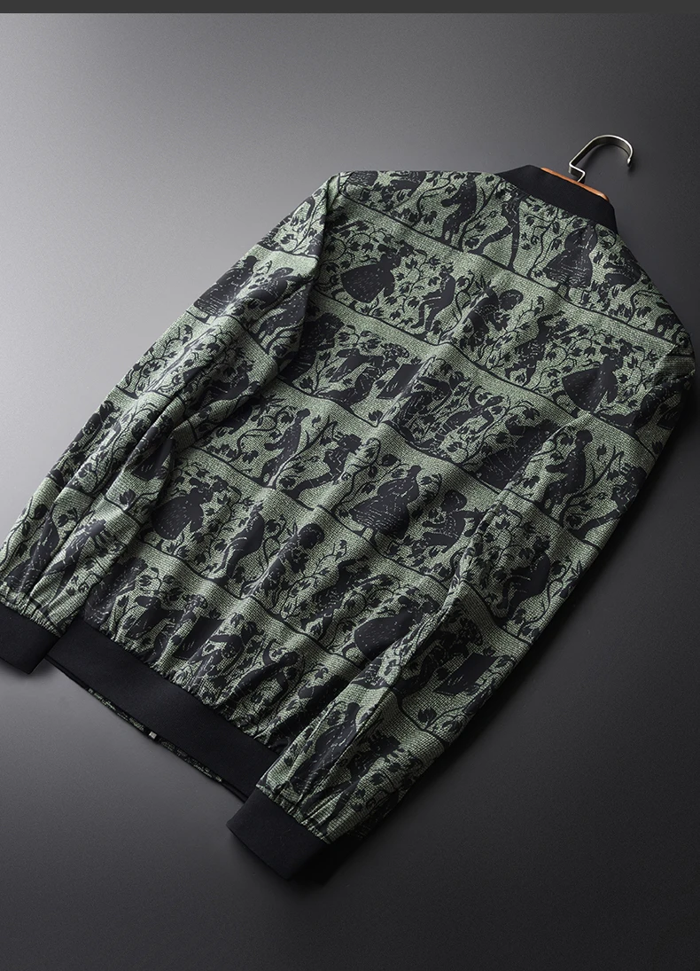 Minglu воротник-стойка, мужская куртка роскошные мягкие с цифровой печатью Slim Fit мужские куртки и пальто плюс размер 4xl куртки для вечеринок для мужчин