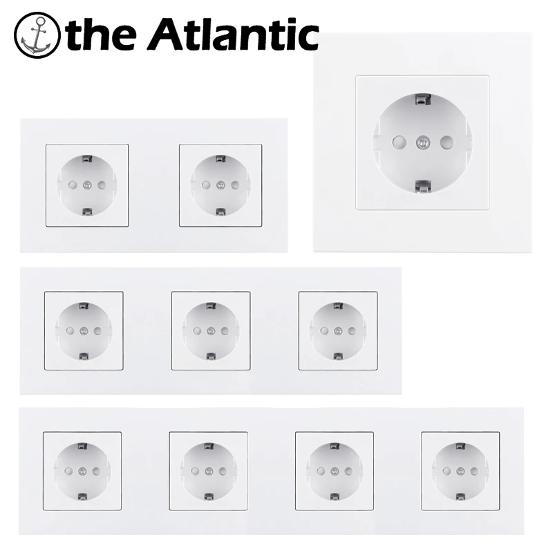 Atlectric EU/DE/RU Standard Plug Wall Socket Plastic Panel Electrical Outlet 1/2/3/4 Multiple Sockets | Обустройство дома