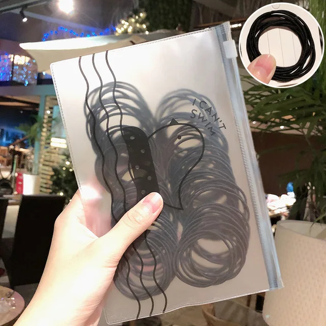 50pcs black 50/100 шт. элегантный Для женщин резинки для волос хвост держатель резинка для волос, обтянутая тканью; держатель резинка для волос резинка повязка на голову, модные аксессуары для волос - Цвет: 50pcs black