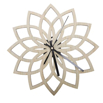 

Natural Peach Wooden Lotus Modern Wall Clock Fashion Creative Flower Wall Log Quartz Clock Mute