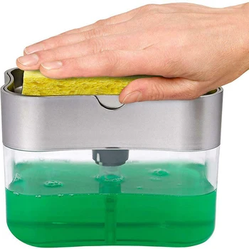

Home Sponge Holder Hand Push ABS Kitchen Washing Bathroom Portable Dispenser Toilet Cleaning Water Resistant Soap Pump