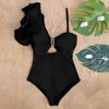 2022 New Arrival Ruffle Swimwear Single Shoulder One Piece Swimsuit Women Floral Printed Tropical Summer Beach Bathing Suit ► Photo 3/5
