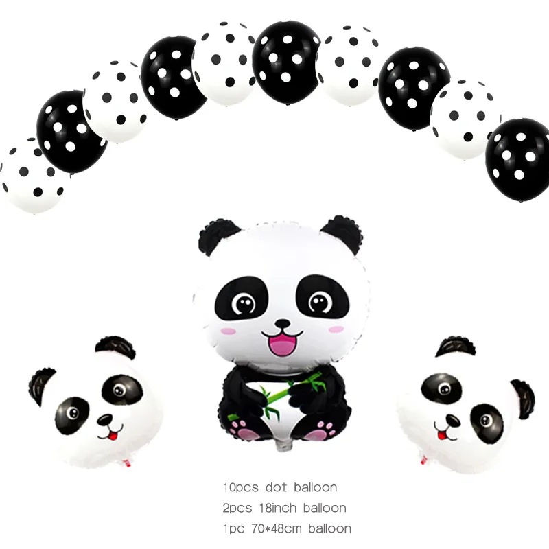 Вечерние шары с пандой, украшения для первого дня рождения, Вечерние черные воздушные шары из фольги в виде цифр, вечерние игрушки для детей - Цвет: panda set 2