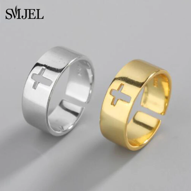 Religious Cross Rings for Women Wedding Trendy Jewelry Gold Color Large