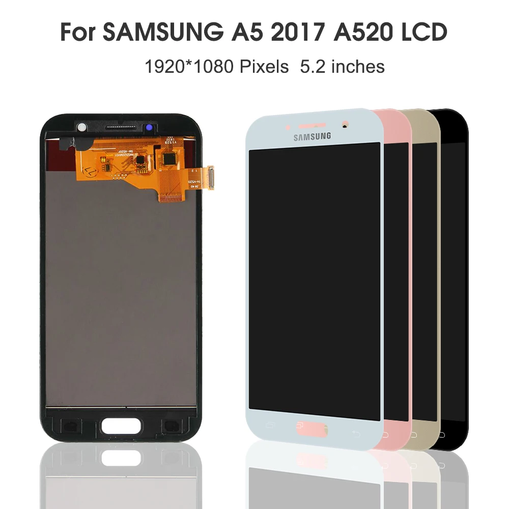 Тесты a520f ЖК-дисплей для Samsung Galaxy A5 A520 SM-520F A520M A520 ЖК-дисплей кодирующий преобразователь сенсорного экрана в сборе