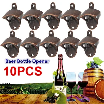 

10 Pcs Wall Bottle Opener Mounted Rustic Beer Opener Set Vintage Look Mounting Wall Mount Bottle Opener For Kitchen Cafe Bars