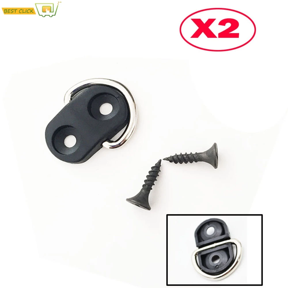 

2PCS Rear Trunk Floor Net Hooks Loop Hanging Net Fixing Accessories Tie Down Hook Flat Retainer Clips Boot Cargo Ring
