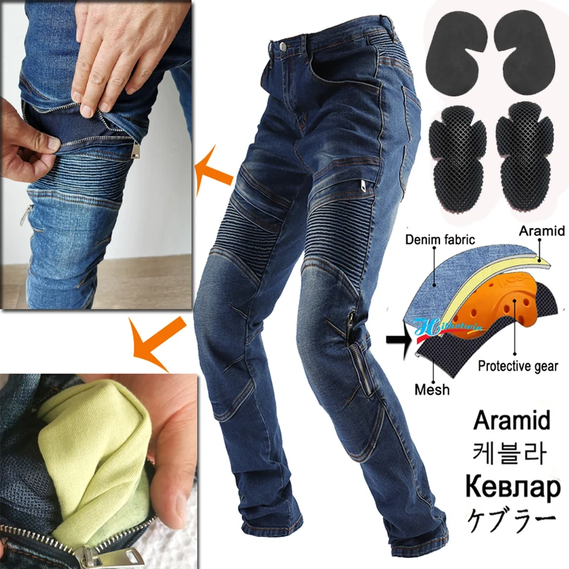 New WOLFRIDER riding waterproof motorcycle rider jeans For Halley anti-fall pants motorcycle racing can protective gear