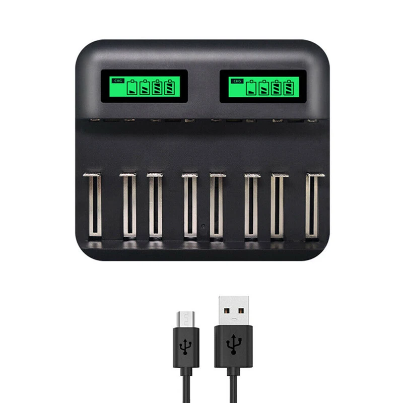 

New Smart Battery Charger 8 Slots LCD Display USB Rechargeable Batteries Chargers For AA/AAA C/D Ni-Mh Ni-Cd Quick Charging