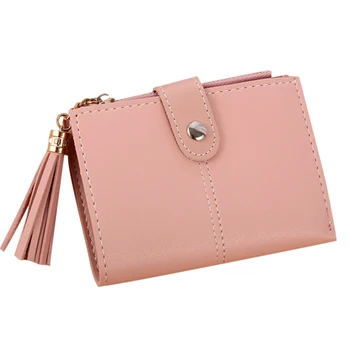 

Newly Women Mini Wallets Tassel Zipper Purse Girl Wallet PU Leather Small Short Wallet FIF66
