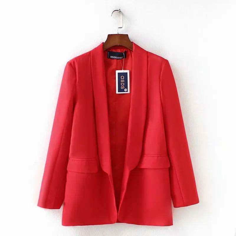 

Autumn New Style European And American Women's Fashion Solid Color No Buckle Casual Suit Jacket W2225