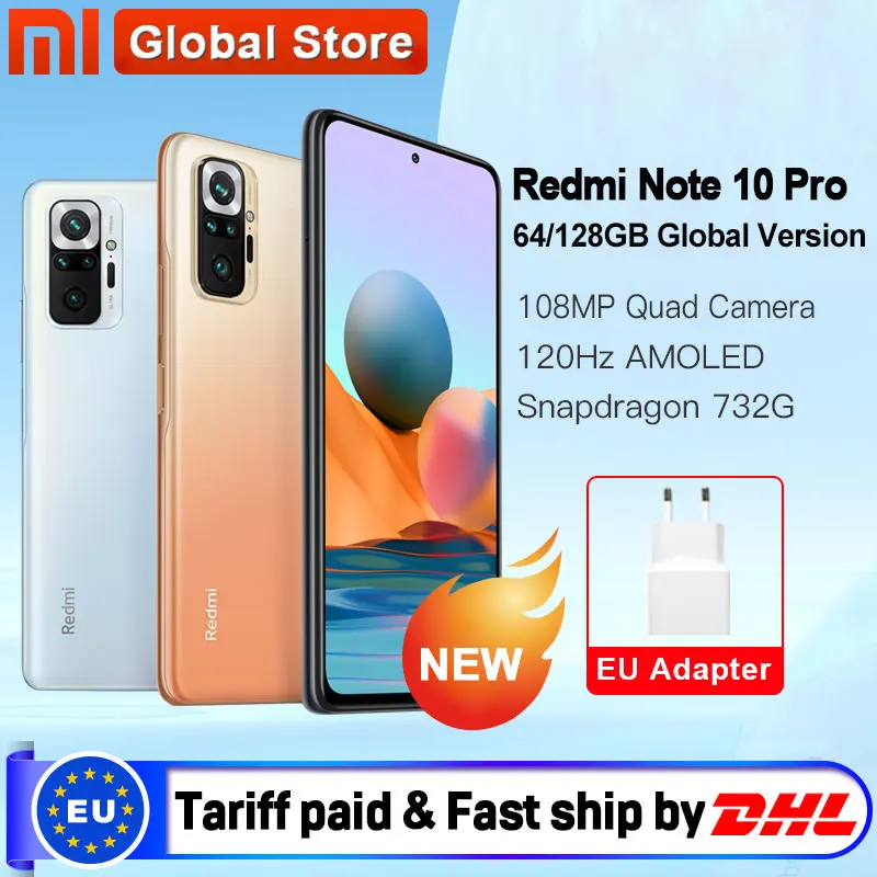 Глобальная версия смартфона Xiaomi Redmi Note 10 Pro 64 Гб/128 ГБ 108MP камера Snapdragon 732G 120Hz AMOLED дисплей| | | АлиЭкспресс - смартфоны