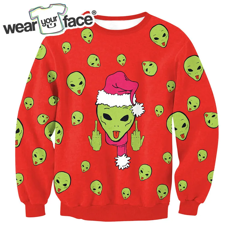 

Aliens Tongue Christmas 3D All Over Printed Crewneck Sweatshirt Hipster Casual Streetwear Top Men Women Clothing Plus Size