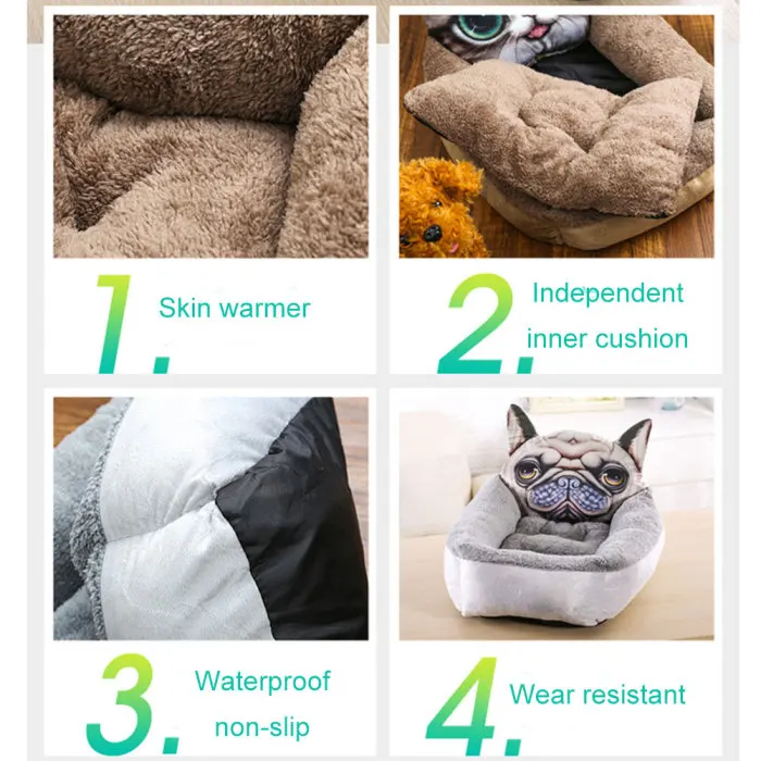 Pet Dog Nest Soft Comfortable Cartoon Printed Warm Cats House Sleeping Bag Mat Pet Supplies SLC88
