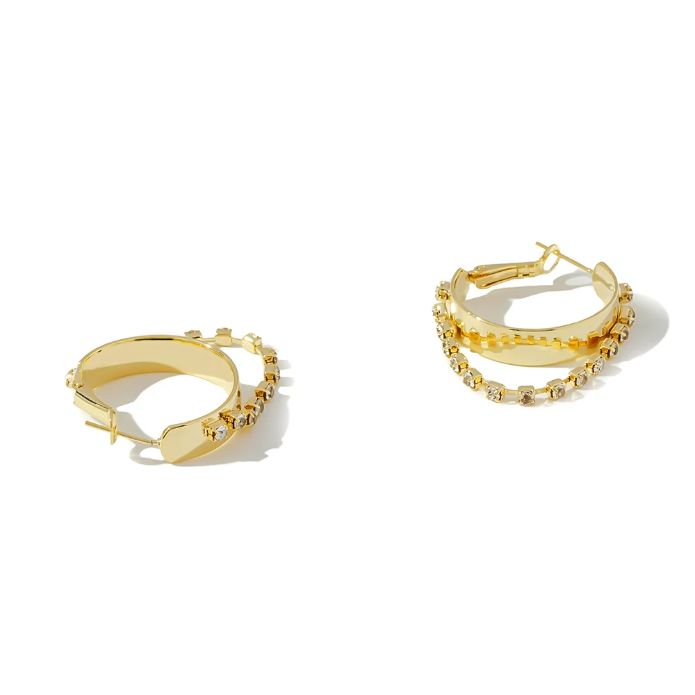 Yhpup, серьги-кольца на цепочке, стразы, очаровательные металлические золотые серьги, минималистичные Панк ювелирные изделия для женщин, подарок для вечеринки, S925