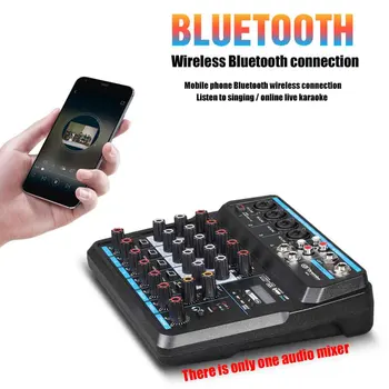 

DJ Streaming Computer Stereo 6 Channels USB Console Sound Board Wireless Bluetooth 48V Phantom Power Audio Mixer Digital