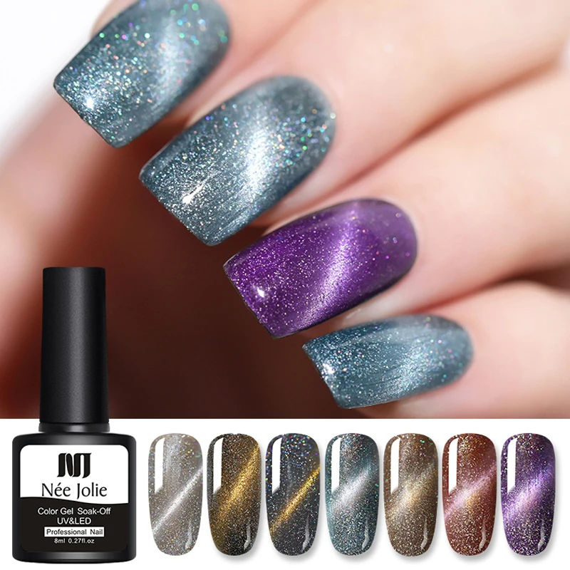 

NEE JOLIE 8ml 3D Cat Eye Series UV Gel Nail Polish Shining Glitter Soak Off Nail Art Gel Varnish 12 Colors Available