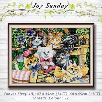 

Cat family animals painting 14CT 11CT counted cross stitch kits embroidery set Needlework Set chinese cross stitch Home decor