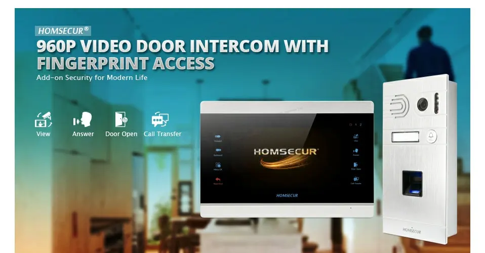 HOMSECUR " видео домофон телефонный звонок системы 1.3MP с отпечатков пальцев камера BC061HD-S+ BM704HD-S