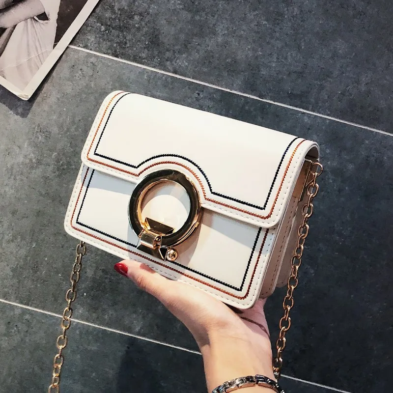 

Fairy Bag Women's 2018 New Style Chain Square Sling Bag Simple Solid Color Versatile Shoulder Bag Fashion MORI Series Shoulder B