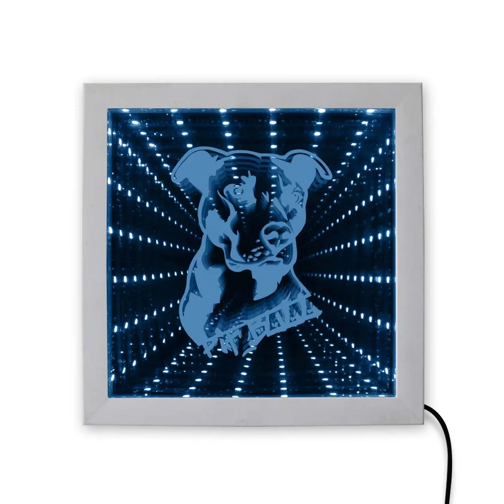 Питбултерьер Бесконечность деревянная рама для зеркала Собака Щенок 3D Настенный