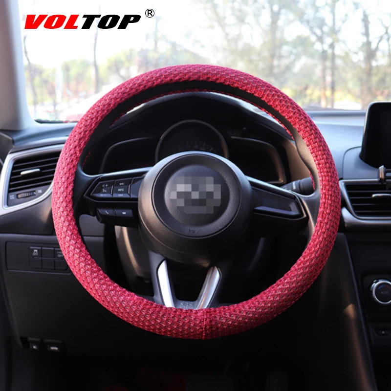 

Summer Ice Silk Mesh Steering Wheel Cover Accessories Colorful Car Ornaments Universal 36-38cm Breathable Non-slip