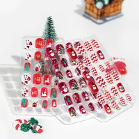 24Pcs/Set Christmas Style Kid Nail Tip Self-Adhesive Colorful DIY Full Cover False Nails Art Press On Tips for Gift 1
