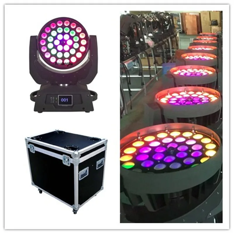 6pcs with flightcase led wash Circular Lyre Dmx moving heads 36*18W RGBWA UV 6in1 led zoom Moving Head mover washing lighting