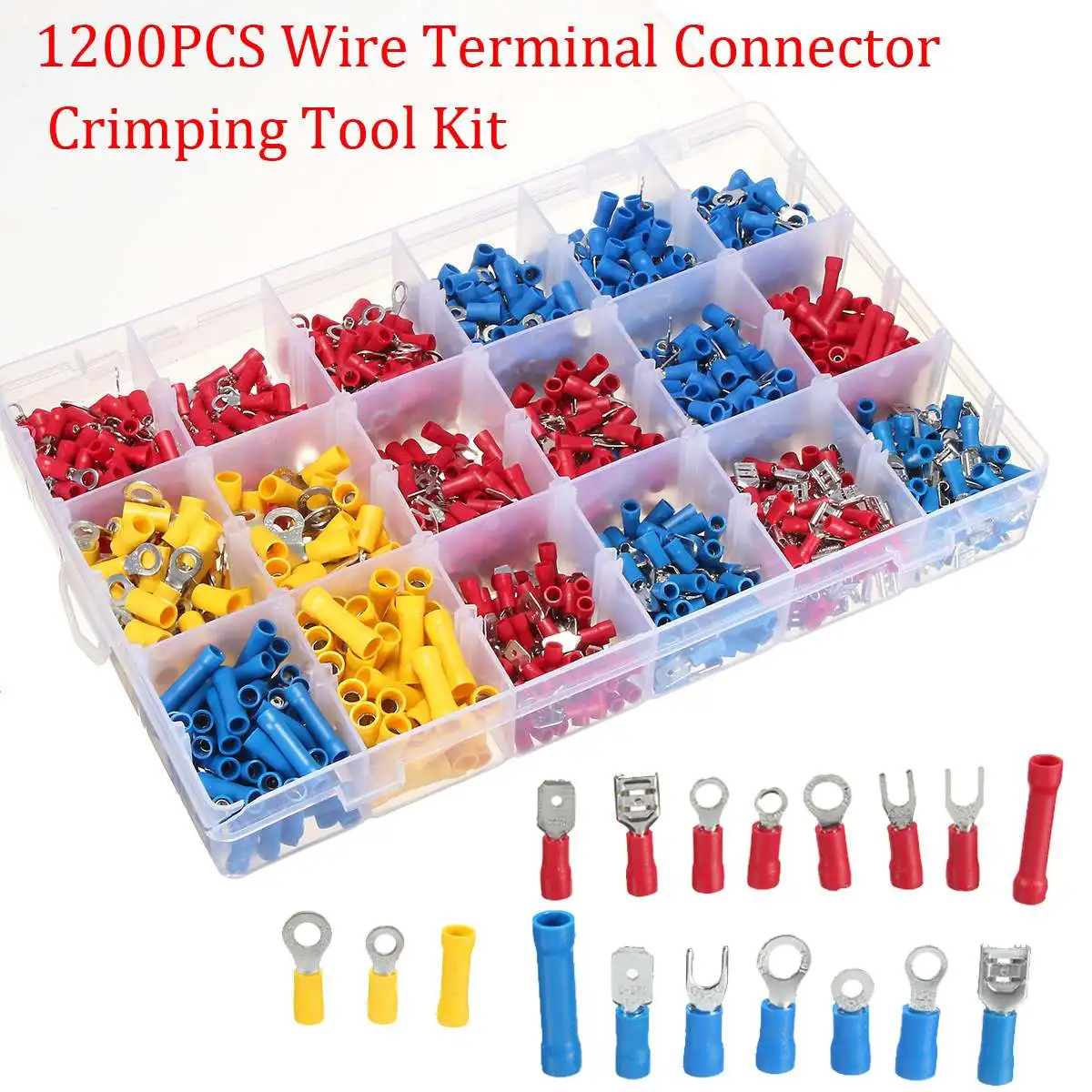 

1200PCS/Set Insulated Crimp Terminals Electrical Wire Cable Crimping Terminal Connector Set Assortment Kit