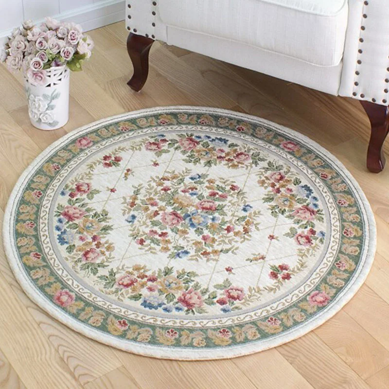 Жаккардовый круглый ковер для гостиной европейский стиль цветочный спальни