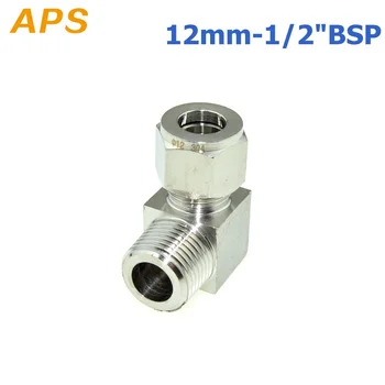 

2Pcs Stainless Steel 304 1/2" BSPT Male Thread x 12MM Double Ferrule Tube Compression Elbow Fitting Male Thread Connector PT