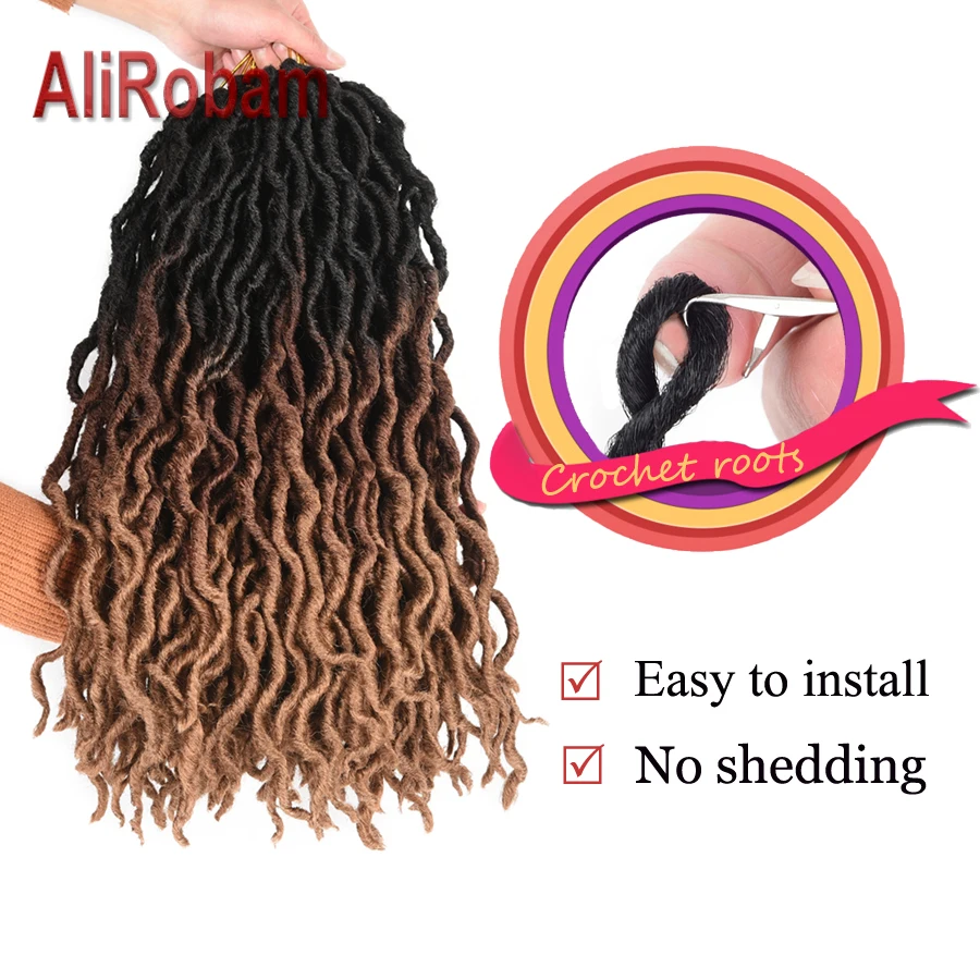 AliRobam Faux Locs кудряшки черный коричневый бордовый Омбре плетение волос для