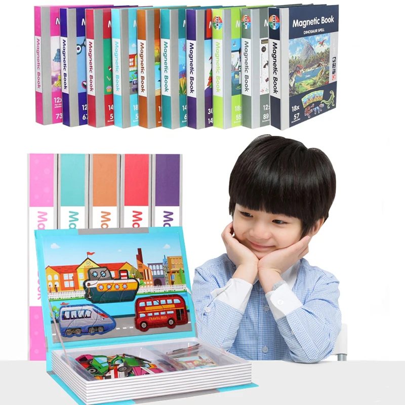 Hot 10 Styles Children's Intelligent Magnetic Book 3D Puzzles Jigsaw Brain Training Game Educational Toys for Kids Xmas Gift | Игрушки и