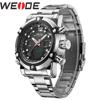

WEIDE Watch Men Relogio Masculino Watch Date Alarm Back Light Time Zone Quartz Digital Military Reloj Hombre Watch Men's Watches