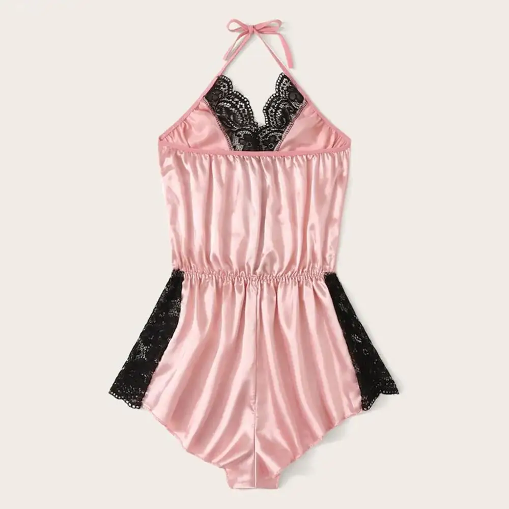 Sexy Satin Bodysuit Fashion Women Comfort Solid Sleepwear Plus Size Underwear Seksowna Bielizna Damska New Hot Sale E