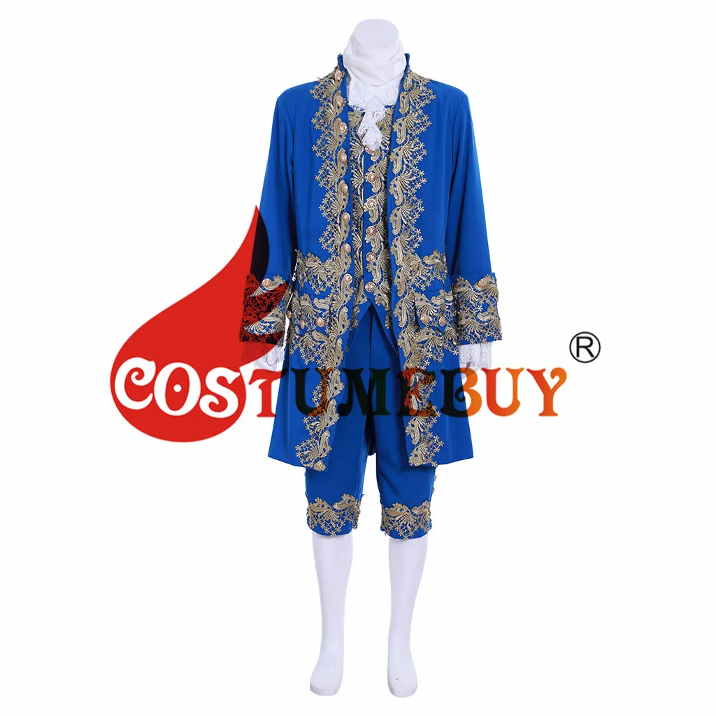 CostumeBuy 18th Century Rococo Blue Court Suit Adult Colonial Mens Elegant British Suit Marie Antoinettte Costume L320