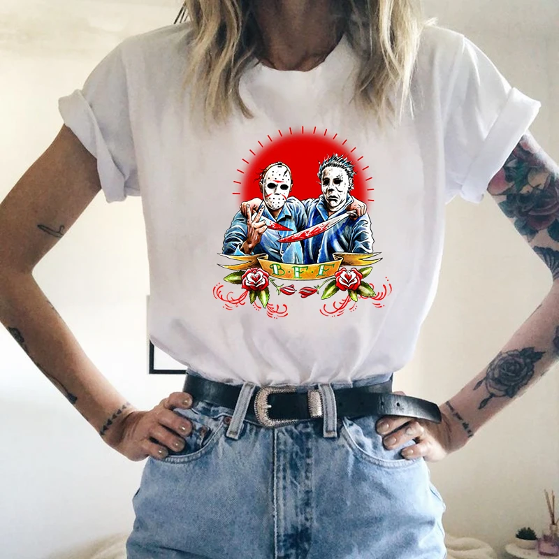 

Hallowee Funny Tshirt Women Harajuku Short-sleeve Summer Fashion Cotton Tee Shirt For Girls Female Harajuku O-Neck Tees Tops