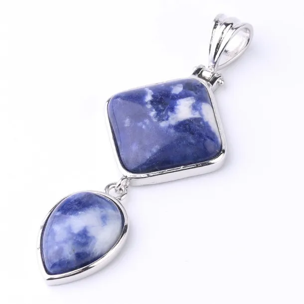 Sodalite Новая капля воды квадратной формы кулон из натурального камня розовый кристаллический кварц Lapis Геометрическая подвеска для ожерелья женские мужские ювелирные изделия - Окраска металла: Sodalite