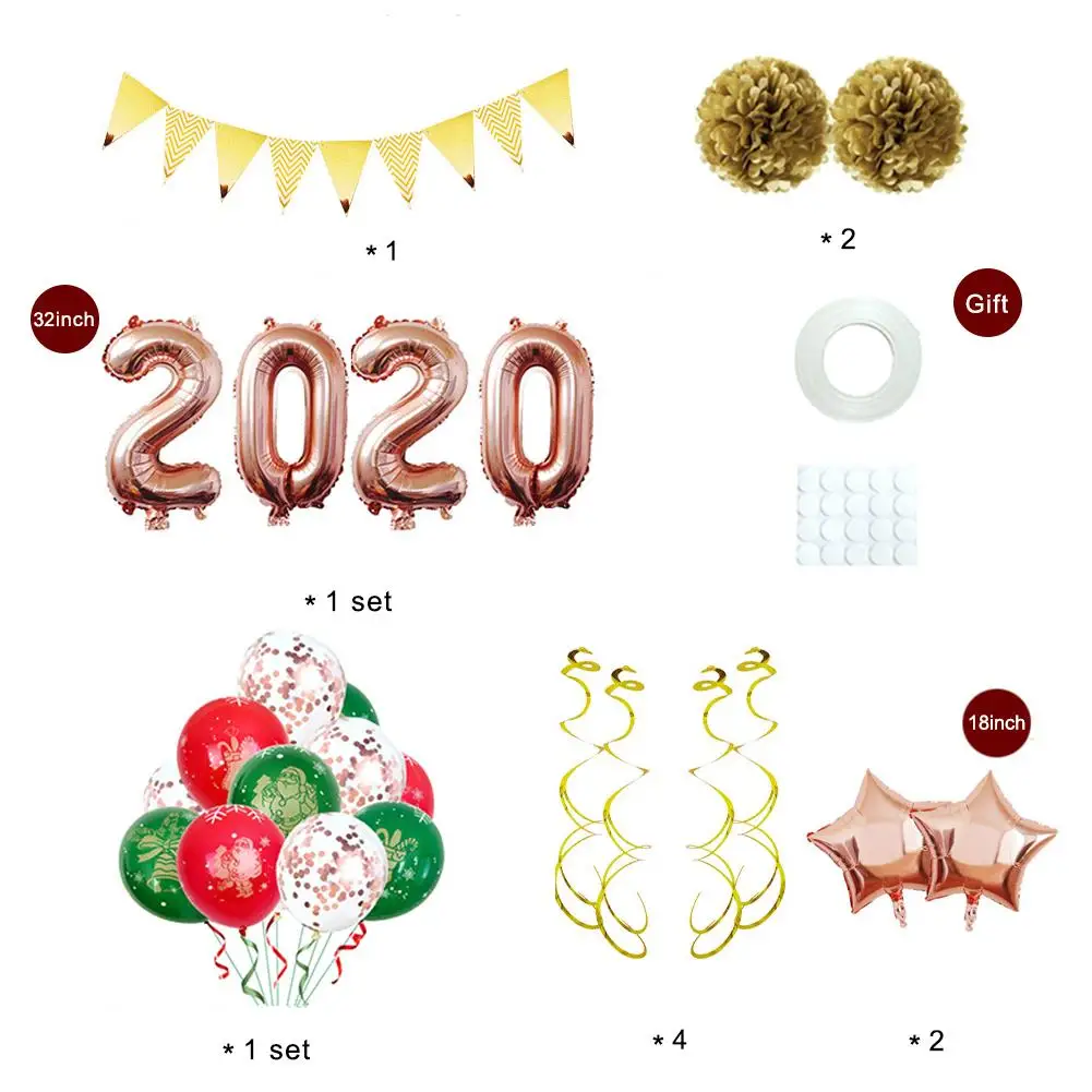 Набор воздушных шаров с цифрами, с днем Нового года, 32 дюйма, шары из алюминиевой фольги, окно, макет магазина, воздушные шары, рождественские украшения
