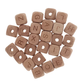 

26 Pieces Cube Beads Wood Beads Set Craft Beads For Bracelets Deco Beads Wooden Beads For Threading