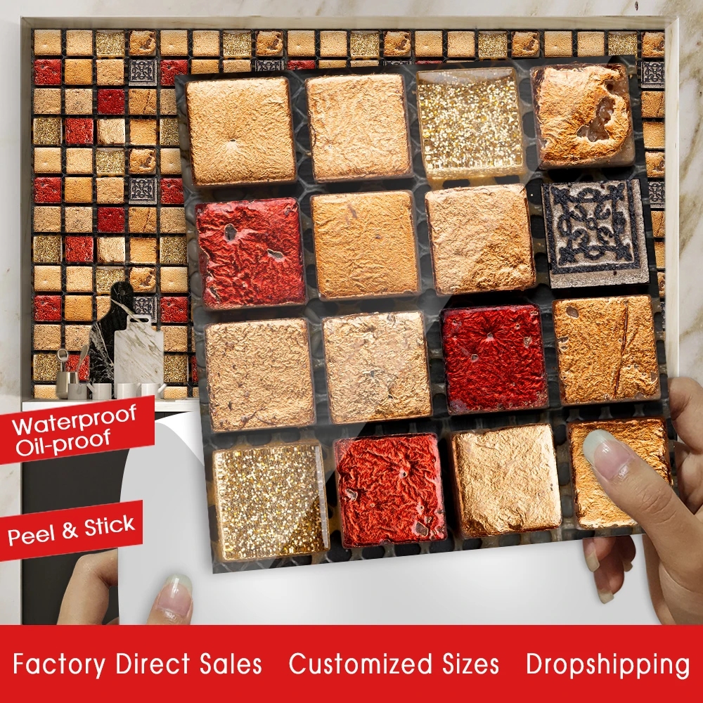 Adhesive Kitchen Marble Tiles Ceramic Bathroom Marble Tiles 10pcs