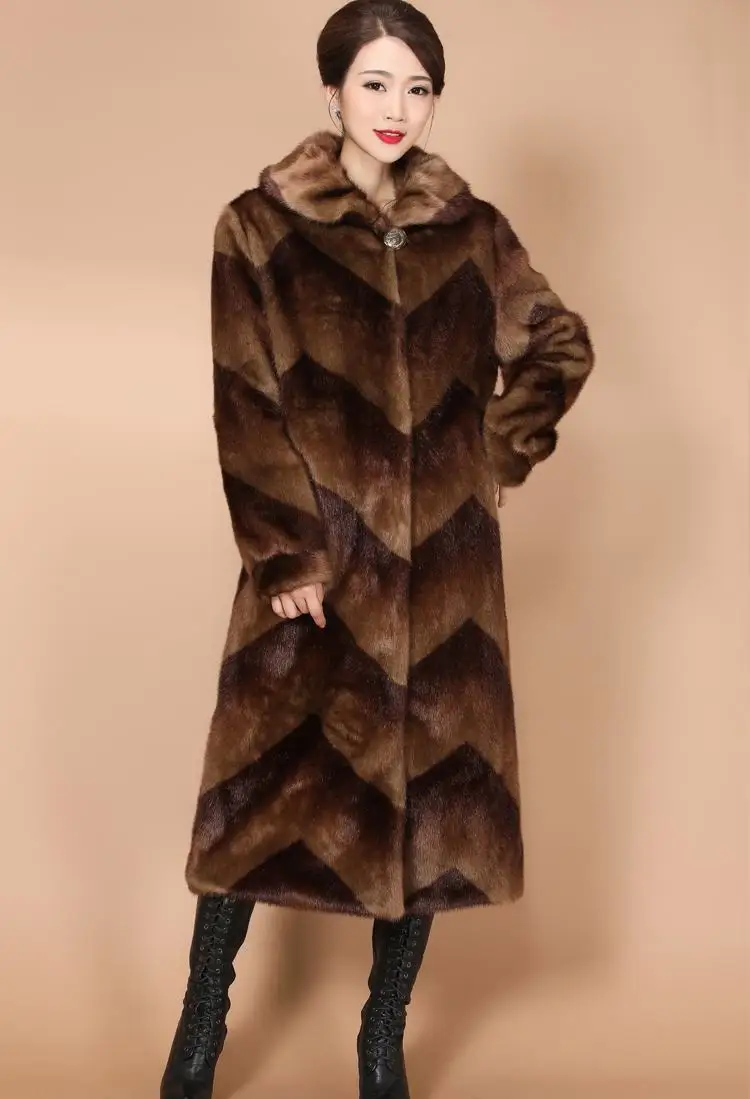 Новые зимние женские повседневные большие размеры 5XL натуральный мех норки изящное длинное пальто женская теплая Толстая куртка из натурального меха Chaqueta Mujer J97